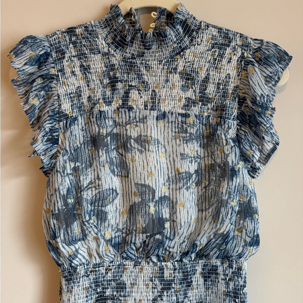 Aqua Blue Floral Midi Dress - Picture 3 of 10